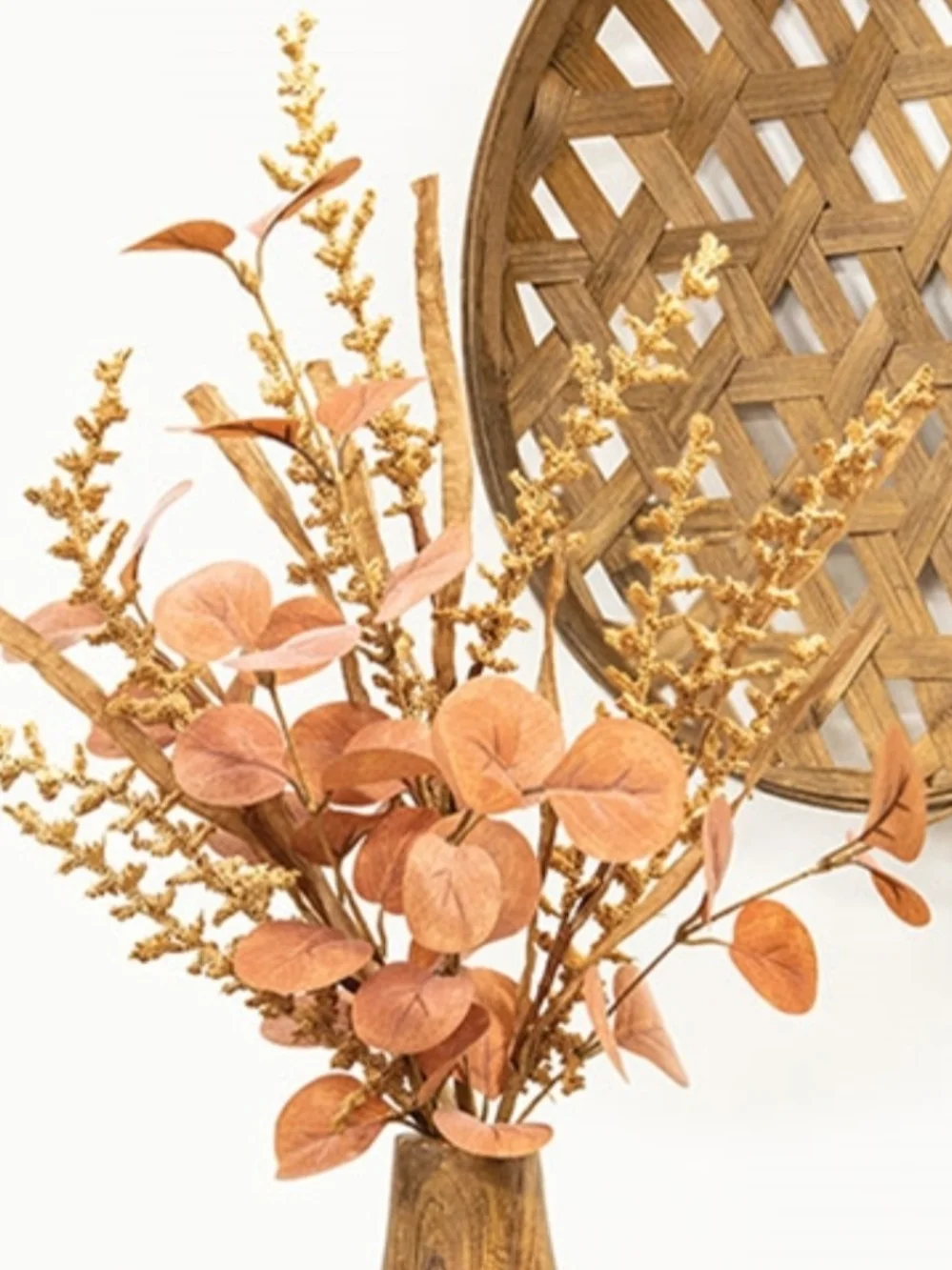 Faux Eucalyptus and Autumn Foliage Arrangement - Orange